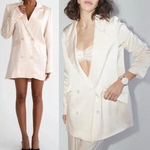 NWT Rumored Light Pink Satin Blazer Double Breasted mini Dress size small